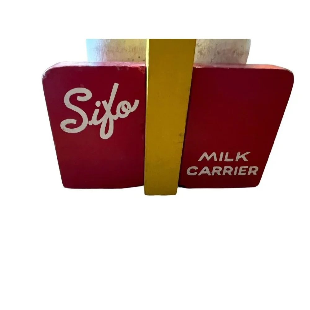 Vintage 1950s SIFO Wooden Milk Bottle Carrier‎ Toy, Learning Counting Children